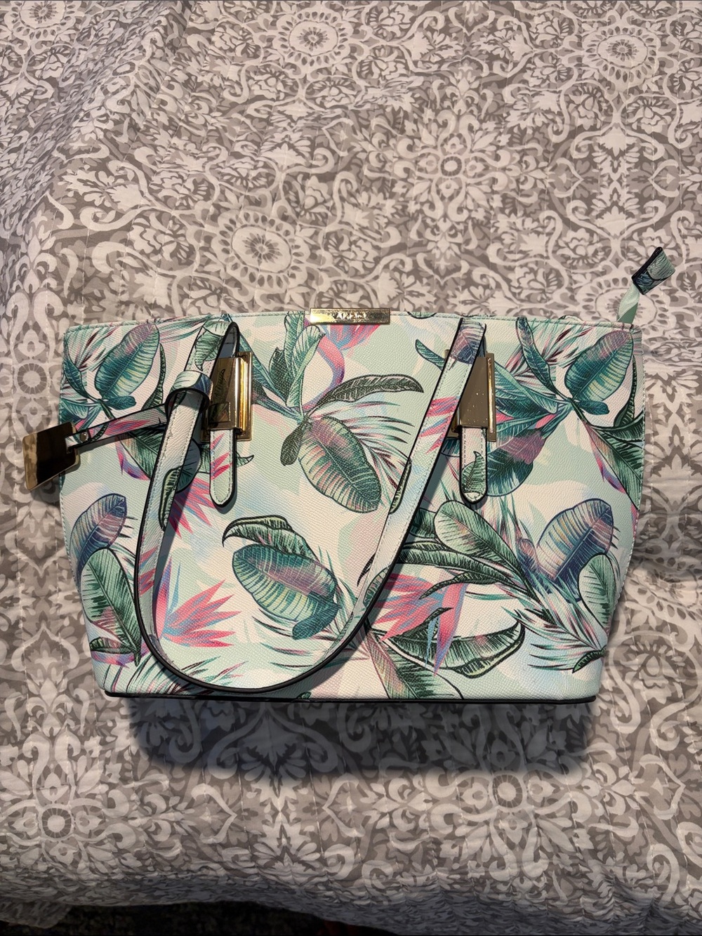 Aldo Tropical Leaf Tote in Mint, Pink & Teal